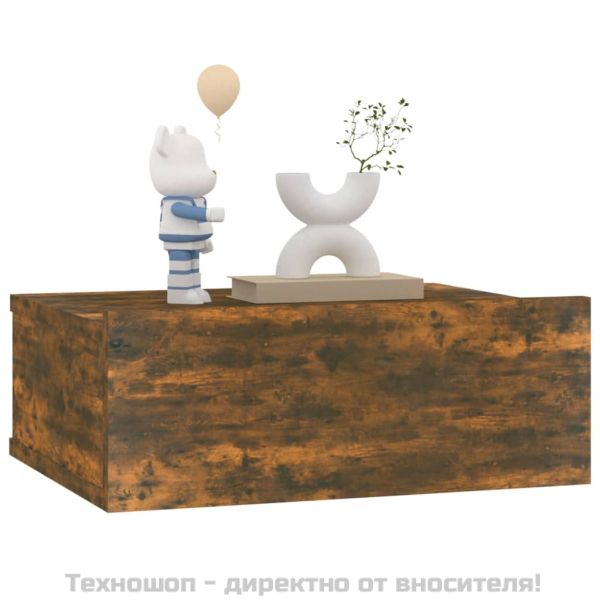 Плаващо нощно шкафче, опушен дъб, 40x30x15 см, инженерно дърво