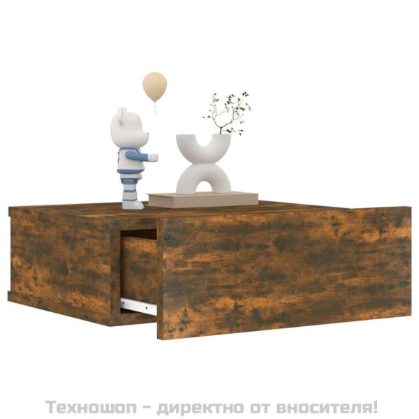 Плаващо нощно шкафче, опушен дъб, 40x30x15 см, инженерно дърво