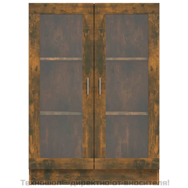 Шкаф витрина, опушен дъб, 82,5x30,5x115 см, инженерно дърво