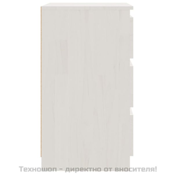 Нощно шкафче, бяло, 60x36x64 см, бор масив