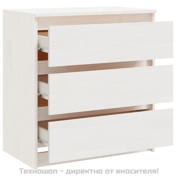 Нощно шкафче, бяло, 60x36x64 см, бор масив