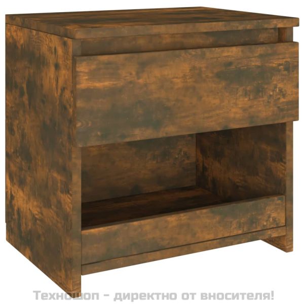 Нощно шкафче, опушен дъб, 40x30x39 см, инженерно дърво