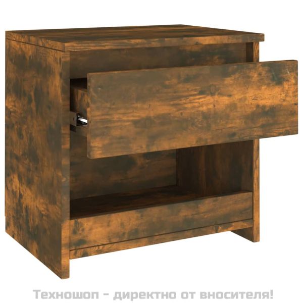Нощно шкафче, опушен дъб, 40x30x39 см, инженерно дърво