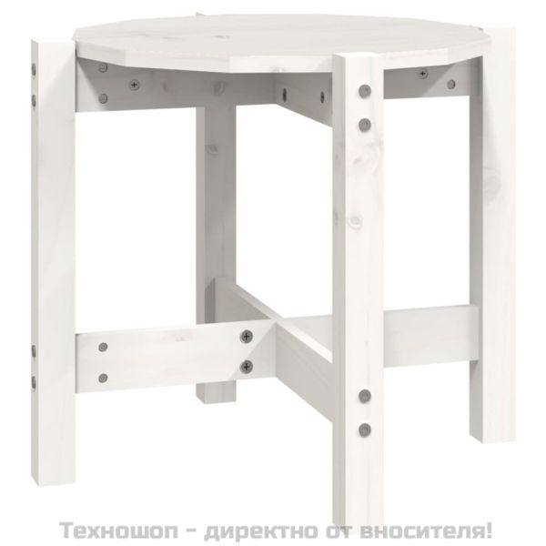 Кафе маса, бяла, Ø 52,5x45 см, борово дърво масив