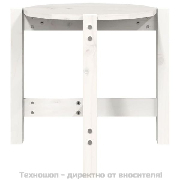 Кафе маса, бяла, Ø 52,5x45 см, борово дърво масив