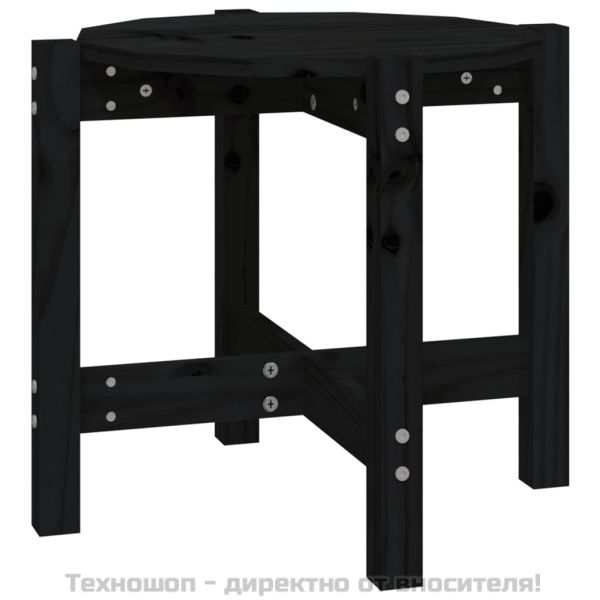 Кафе маса, черна, Ø 52,5x45 см, борово дърво масив