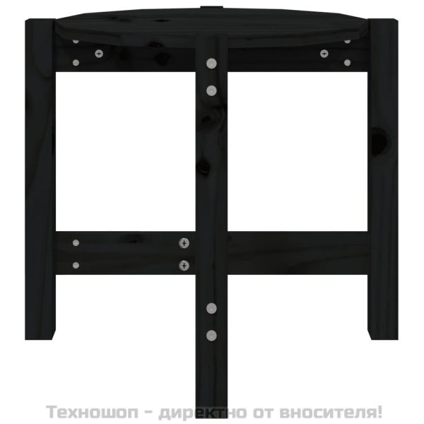 Кафе маса, черна, Ø 52,5x45 см, борово дърво масив