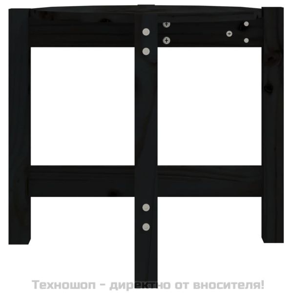 Кафе маса, черна, Ø 52,5x45 см, борово дърво масив