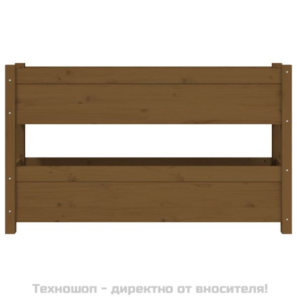 Плантер, меденокафяв, 112x25x66 см, борово дърво масив