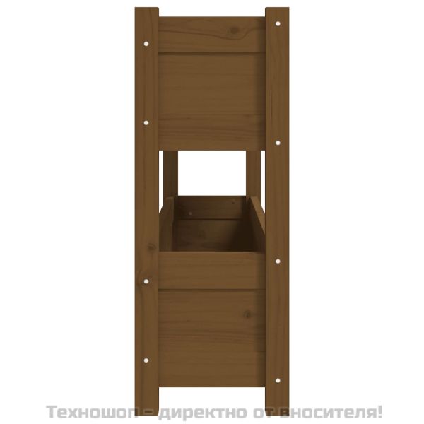 Плантер, меденокафяв, 112x25x66 см, борово дърво масив