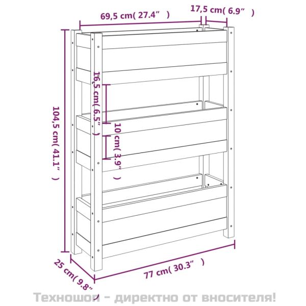 Плантер, сив, 77x25x104,5 см, борово дърво масив