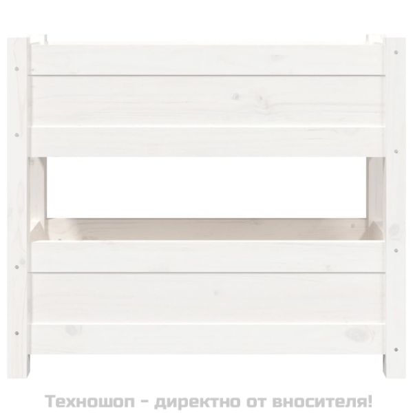 Плантер, бяла, 77x25x66 см, борово дърво масив