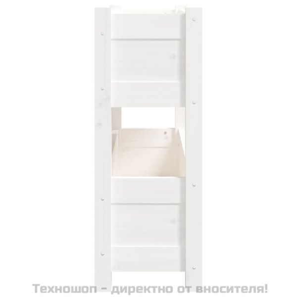 Плантер, бяла, 77x25x66 см, борово дърво масив