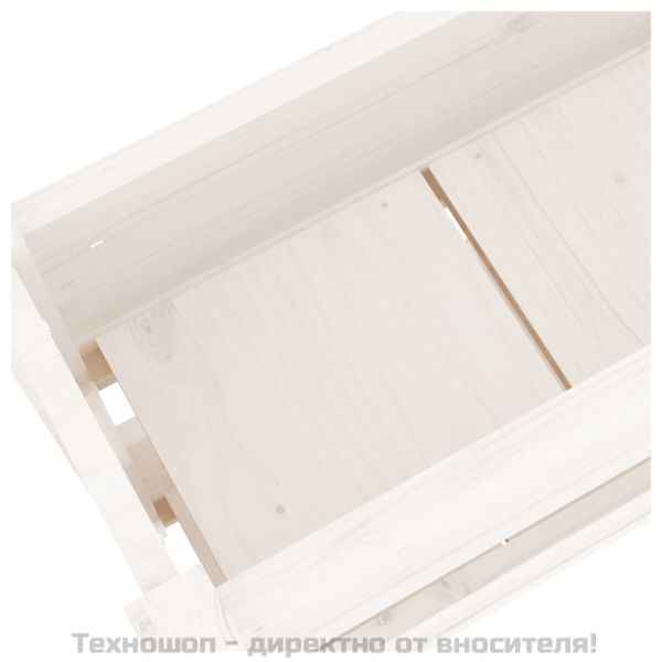 Плантер, бяла, 77x25x66 см, борово дърво масив