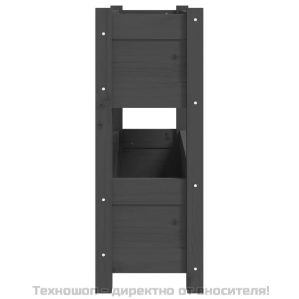 Плантер, сив, 77x25x66 см, борово дърво масив