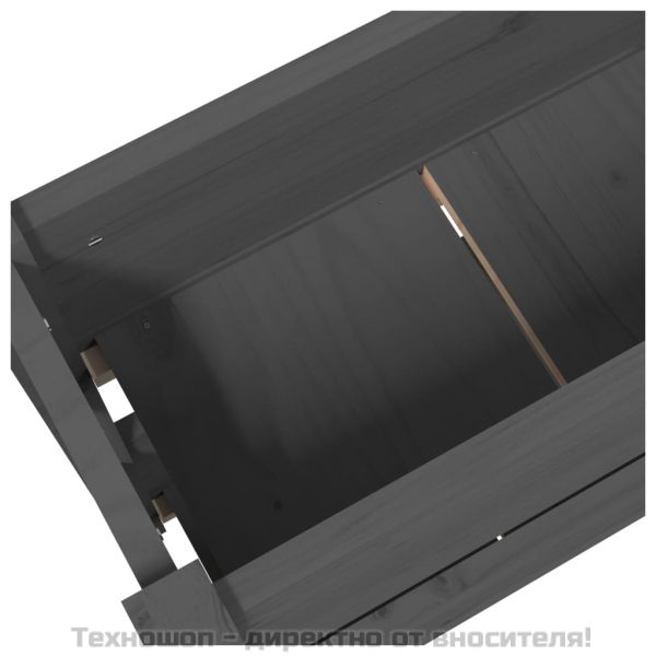 Плантер, сив, 77x25x66 см, борово дърво масив