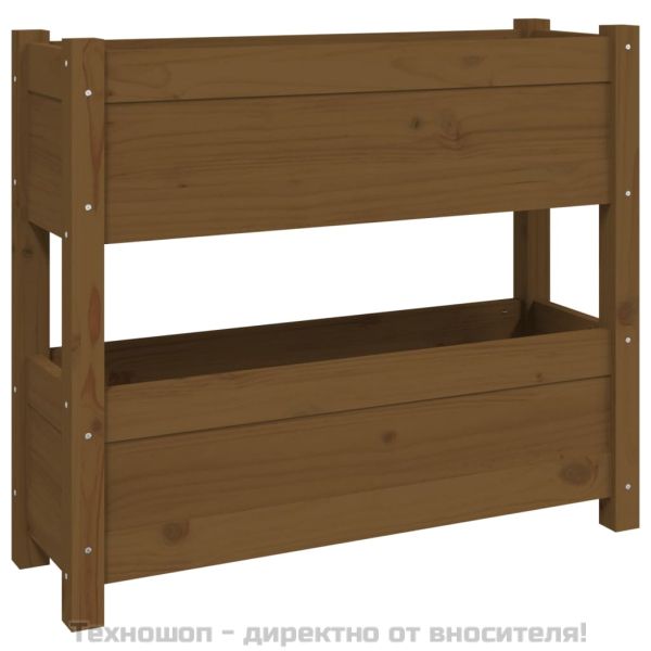 Плантер, меденокафяв, 77x25x66 см, борово дърво масив