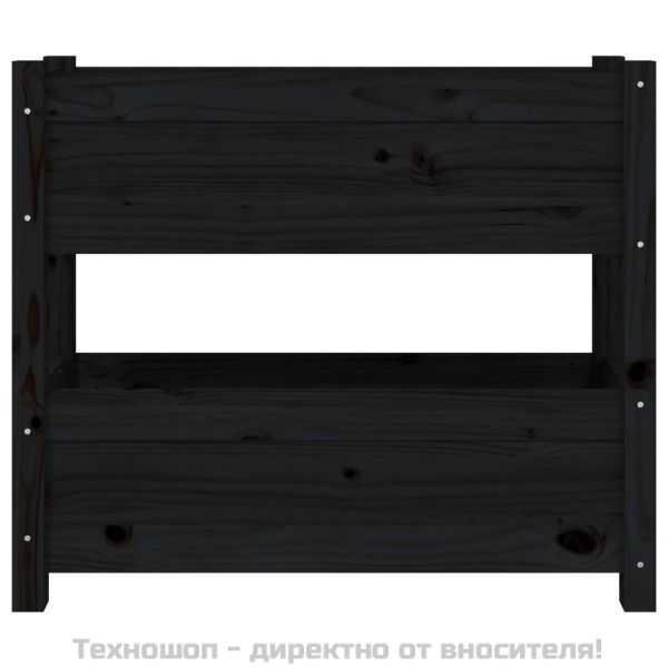 Плантер, черен, 77x25x66 см, борово дърво масив