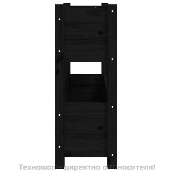 Плантер, черен, 77x25x66 см, борово дърво масив