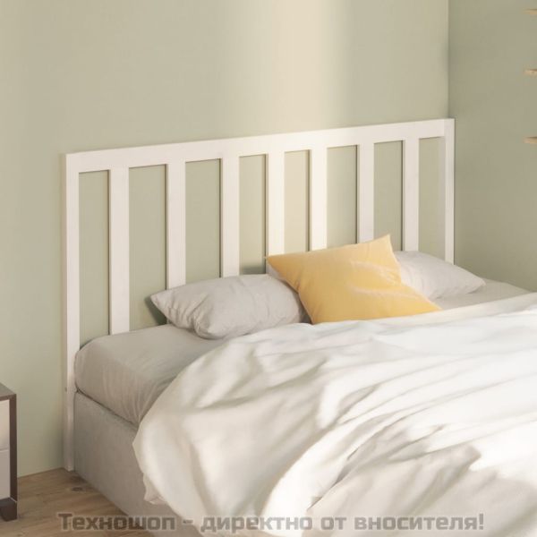 Горна табла за легло, бяла, 146x4x100 см, бор масив