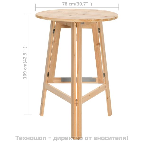 Сгъваема бар маса, 78 см, чамова дървесина