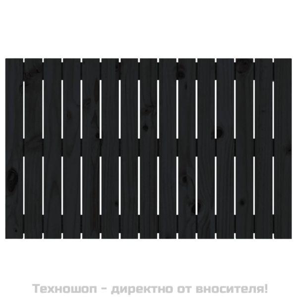 Стенна табла за спалня, черна, 95,5x3x60 см, борово дърво масив