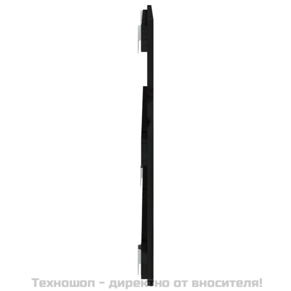 Стенна табла за спалня, черна, 95,5x3x60 см, борово дърво масив
