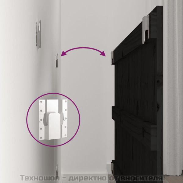 Стенна табла за спалня, черна, 95,5x3x60 см, борово дърво масив