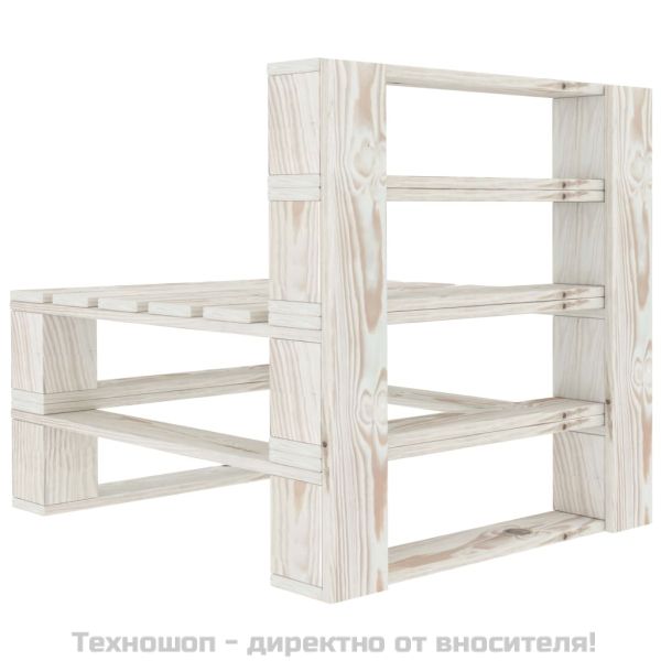 Градинска среден диван от палети, дърво, бял