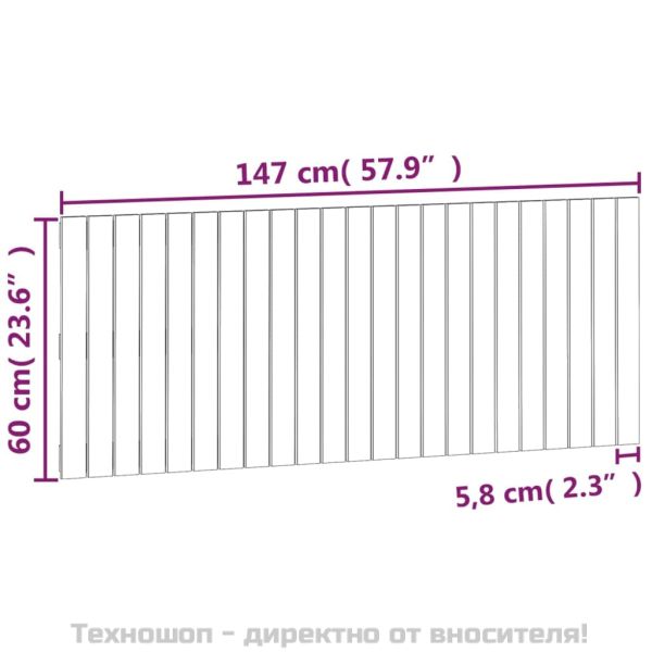 Стенна табла за спалня, бяла, 147x3x60 см, борово дърво масив