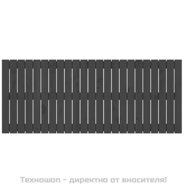 Стенна табла за спалня, сива, 147x3x60 см, борово дърво масив