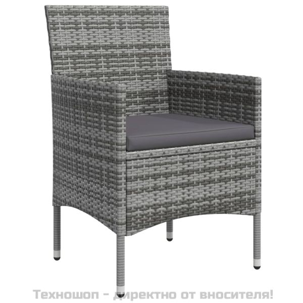 Градински трапезен комплект с възглавници 7 части сиво и черно