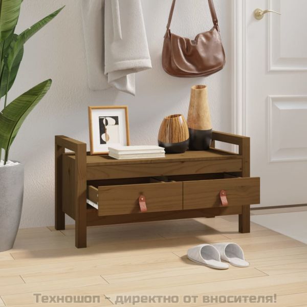 Пейка за антре меденокафява 80x40x43 см борово дърво масив