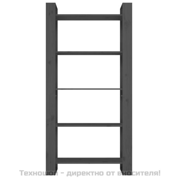 Библиотека/разделител за стая, сива, 80x35x160 см, бор масив