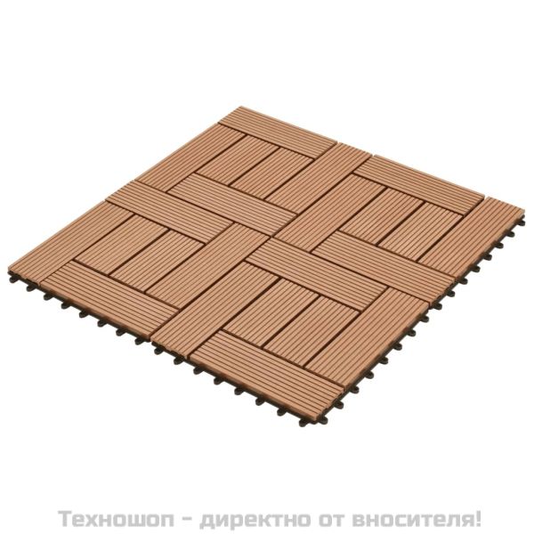 WPC декинг плочки за 1 кв. м, 11 бр, 30 x 30 см, кафяви