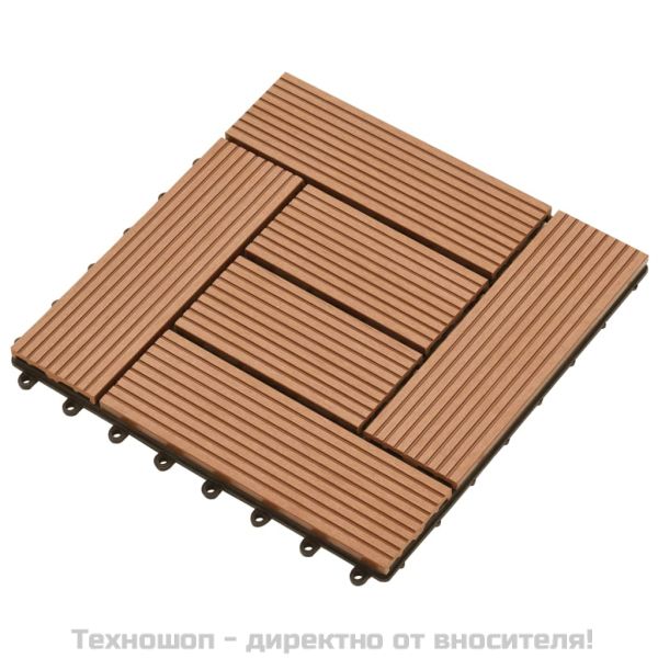 WPC декинг плочки за 1 кв. м, 11 бр, 30 x 30 см, кафяви