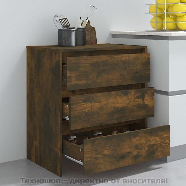 Сайдборд, опушен дъб, 70x41x75 см, инженерно дърво