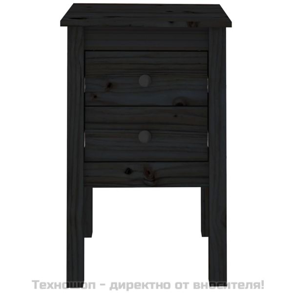 Нощни шкафчета, 2 бр, черни, 40x35x61,5 см, борово дърво масив