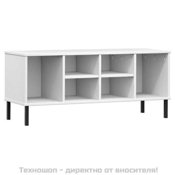 Етажерка за обувки с метални крака бяла 106x35x45 см масив OSLO