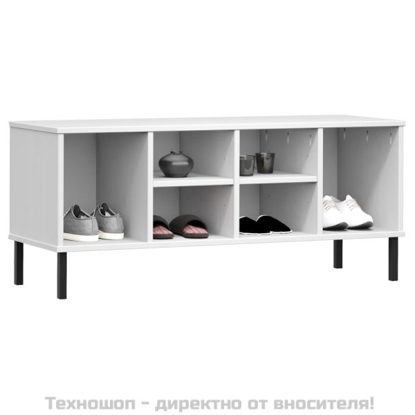 Етажерка за обувки с метални крака бяла 106x35x45 см масив OSLO