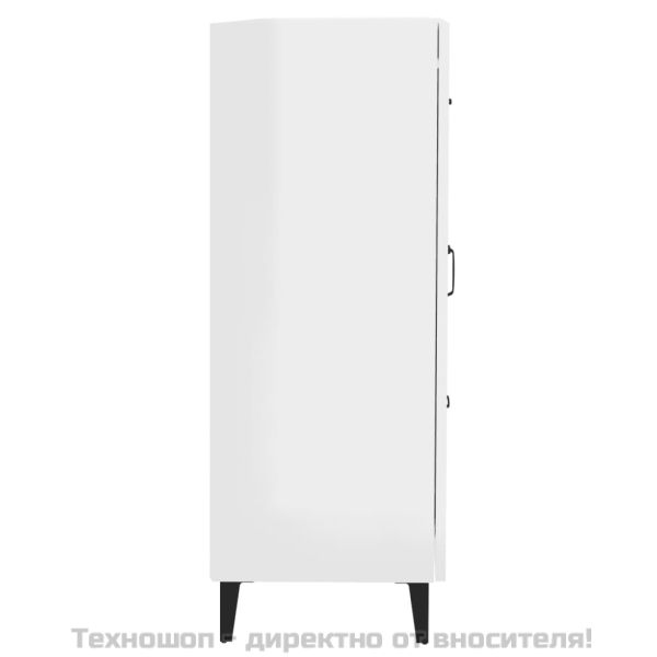 Сайдборд, бял гланц, 69,5x34x90 см, инженерно дърво