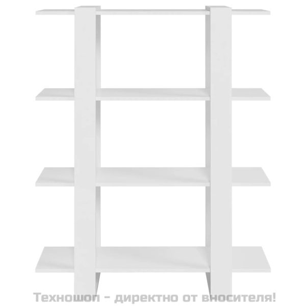 Библиотека/разделител за стая, бяла, 100x30x123,5 см
