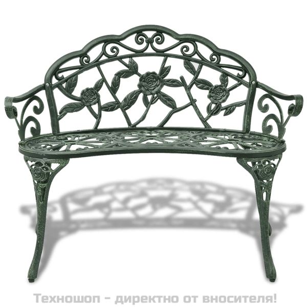 Градинска пейка, 100 см, лят алуминий, зелена