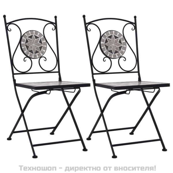 Мозаечни бистро столове, 2 бр, сиви