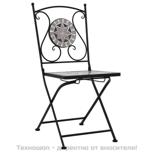 Мозаечни бистро столове, 2 бр, сиви