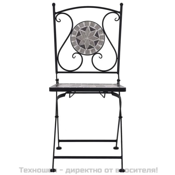 Мозаечни бистро столове, 2 бр, сиви