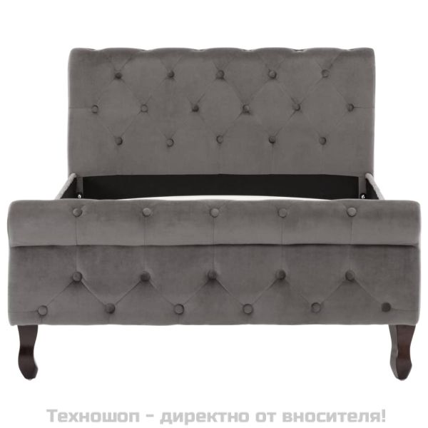Рамка за легло, сива, кадифе, 100x200 см