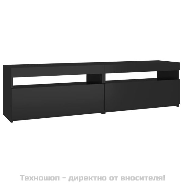 ТВ шкафове, 2 бр, с LED осветление, черни, 75x35x40 см