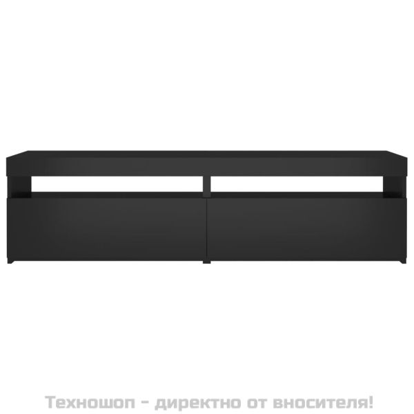ТВ шкафове, 2 бр, с LED осветление, черни, 75x35x40 см