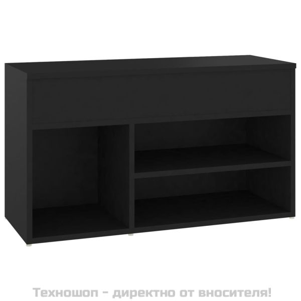 Пейка за обувки, черна, 80x30x45 см, инженерно дърво
